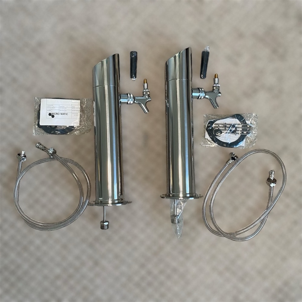 TWO Slanted Top Beer Towers Taps 3” Column for Countertop